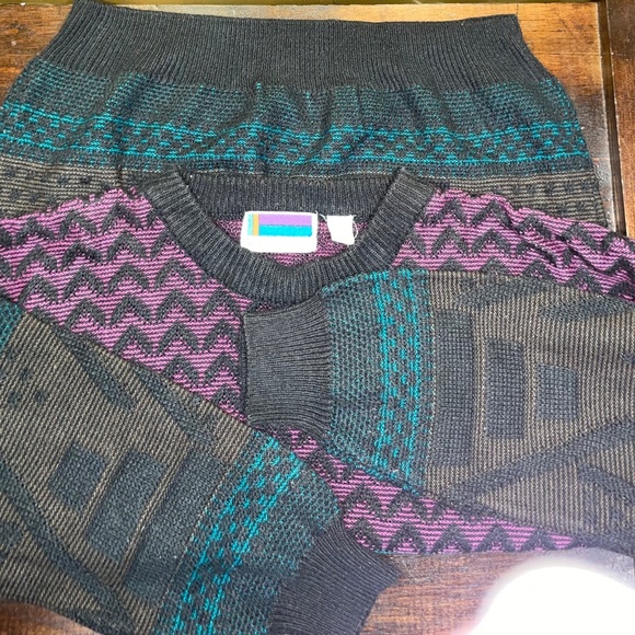 Sweater Graphix Pullover Crewneck 90's Knitted Sweater Geometric Pattern Sz XL - Picture 5 of 8